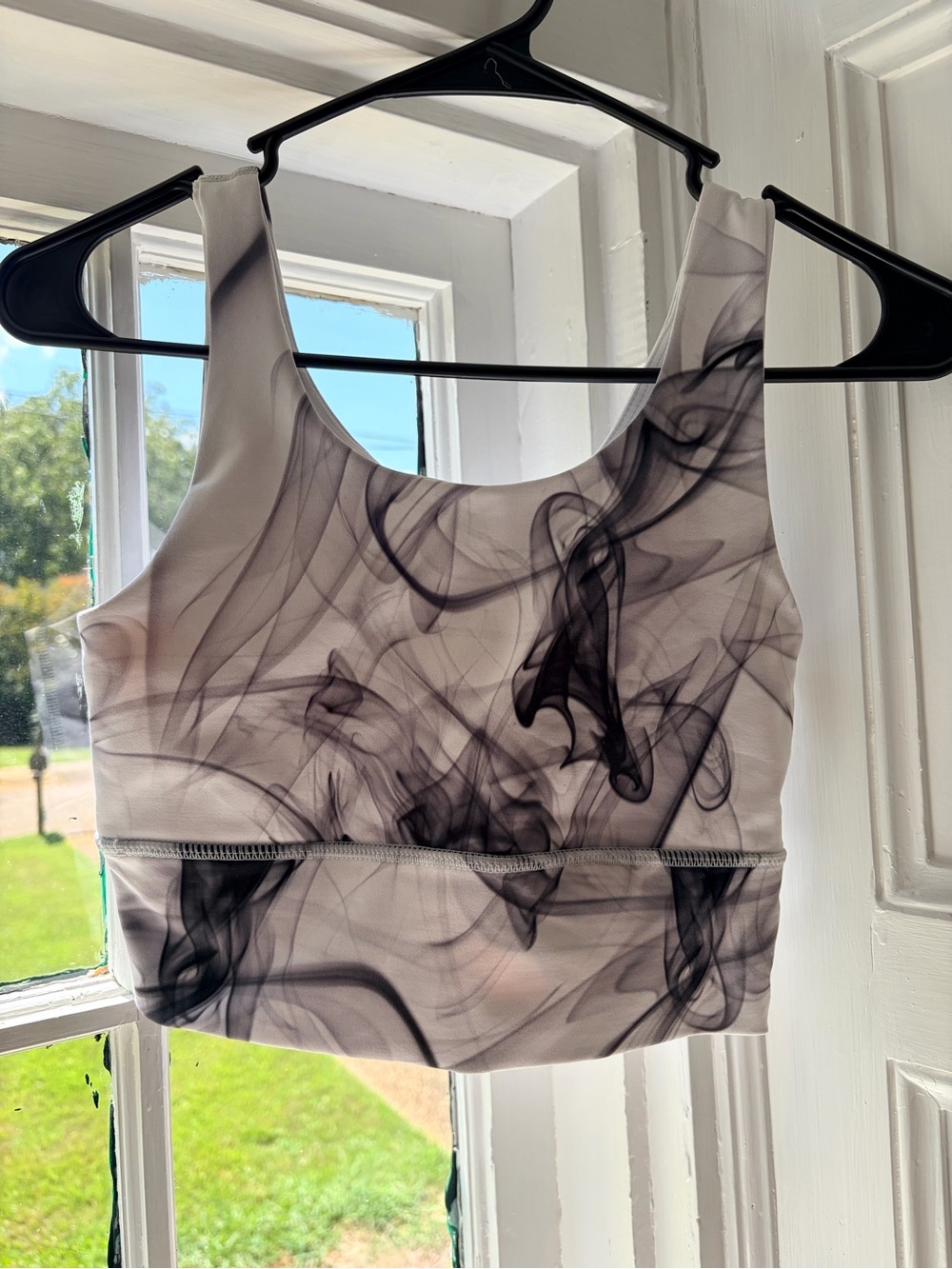 DYI Smoke-Print Racerback Crop Bra - White/Black